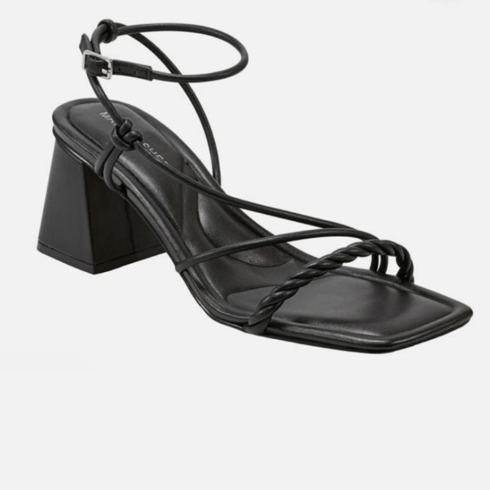 Marc Fisher Malyn Black Strappy Block Heels